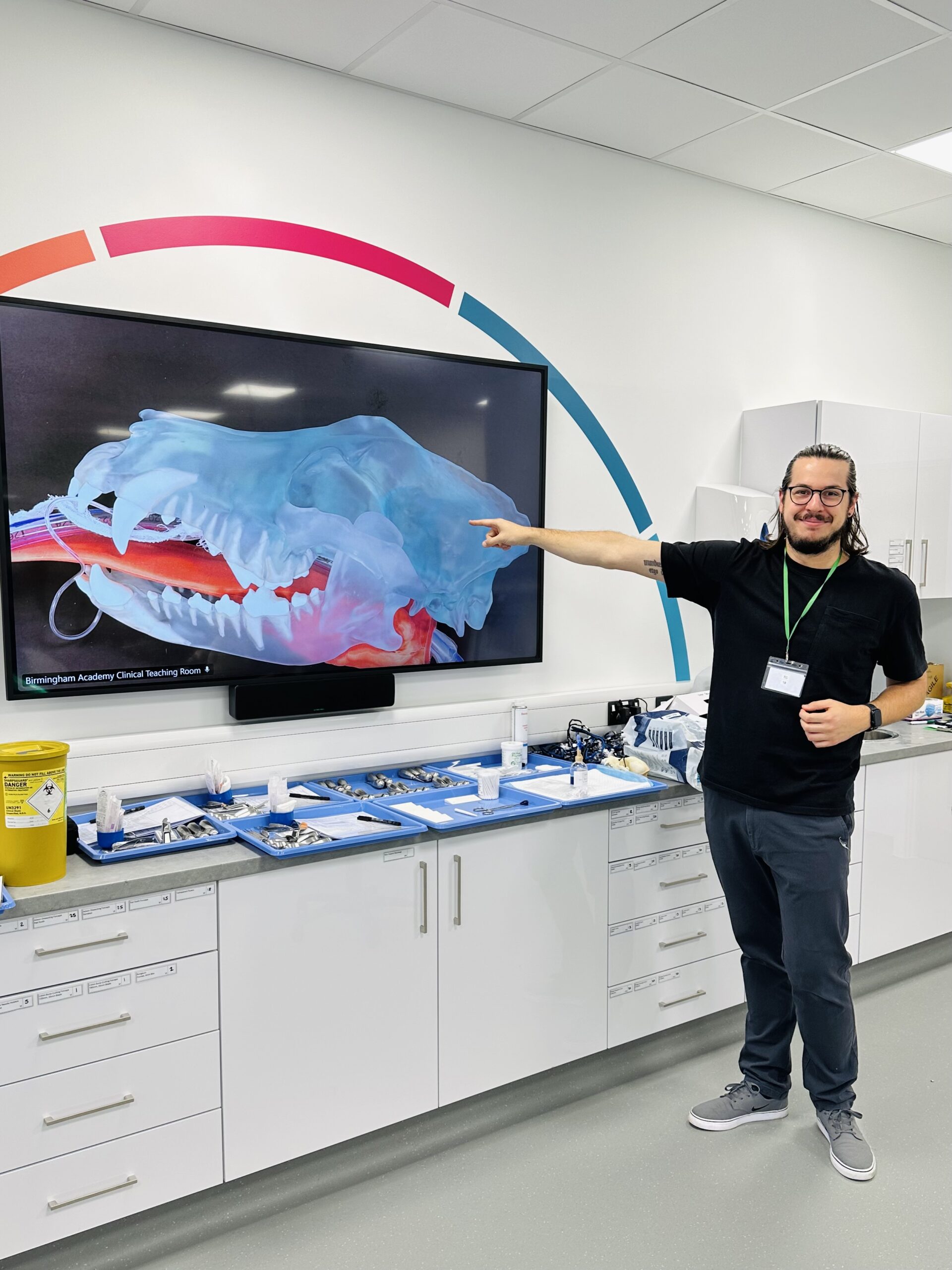 Javier Sanz proudly showing Betty during a practical training session